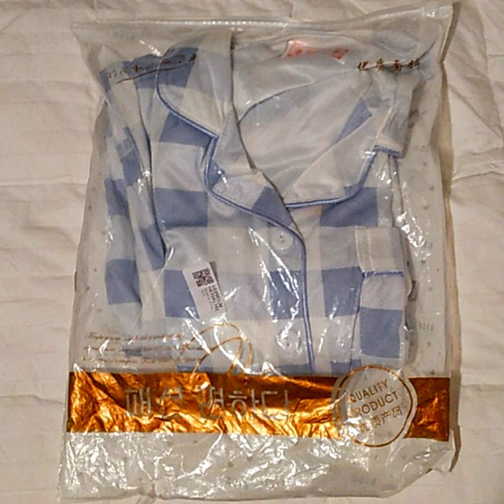 Very soft stretchy pj's soft blue and white checke